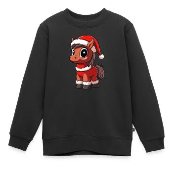 Poneys Noël - Sweat Premium enfant bio - noir - Devant - AI Model Kid Female (0cm)