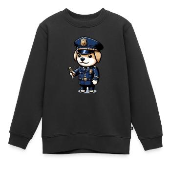 Chien mignon policier - Sweat Premium enfant bio - noir - Devant - AI Model Kid Female (0cm)