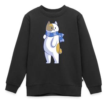 Bob the Coquettish Cat - Kids Premium Organic Sweatshirt - black - Front - AI Model Kid Female (0cm)