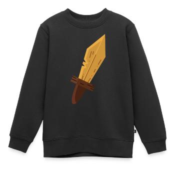 Épée en bois - Sweat Premium enfant bio - noir - Devant - AI Model Kid Female (0cm)