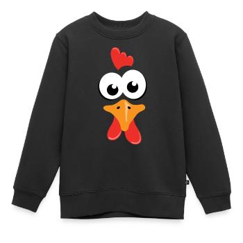 Poules poules poules face - Sweat Premium enfant bio - noir - Devant - AI Model Kid Female (0cm)