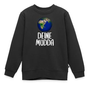 Weltkugel Schriftkunst Motiv - Kinder Premium Organic Sweatshirt - Schwarz - Vorne - AI Model Kid Female (0cm)