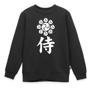 Samurai emblem of the Uesugi clan (white) - Kids Premium Organic Sweatshirt - black - Front - AI Model Kid Female (0cm)