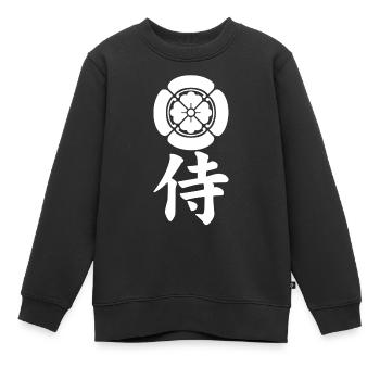 Samurai emblem of the Oda clan (white) - Kids Premium Organic Sweatshirt - black - Front - AI Model Kid Female (0cm)