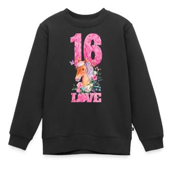 Horse girl birthday sweet 16 - Kids Premium Organic Sweatshirt - black - Front - AI Model Kid Female (0cm)