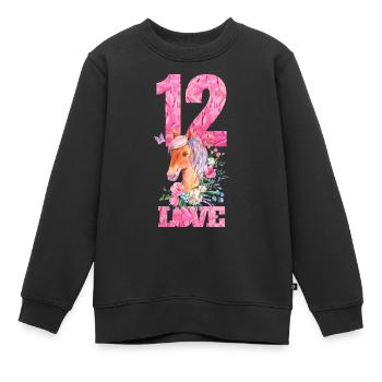 Pferdemädchen Geburtstag 12 - Kinder Premium Organic Sweatshirt - Schwarz - Vorne - AI Model Kid Female (0cm)