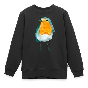 Rotkehlchen Aquarell - Kinder Premium Organic Sweatshirt - Schwarz - Vorne - AI Model Kid Female (0cm)