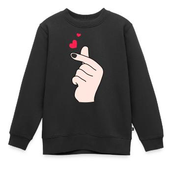 Cœurs de doigts 2 - Sweat Premium enfant bio - noir - Devant - AI Model Kid Female (0cm)