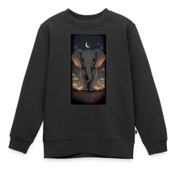 Knuffiger Elephant in der nächtlichen Savanne - Kinder Premium Organic Sweatshirt - Schwarz - Vorne - AI Model Kid Female (0cm)