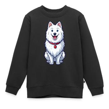 Happy Grinning Samoyed - Kids Premium Organic Sweatshirt - black - Front - AI Model Kid Female (0cm)
