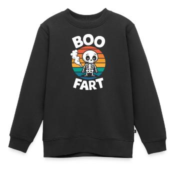 Squelette qui pète – Halloween drôle - Sweat Premium enfant bio - noir - Devant - AI Model Kid Female (0cm)