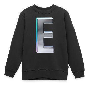 Chrome ,, E " Metallic - Kinder Premium Organic Sweatshirt - Schwarz - Vorne - AI Model Kid Female (0cm)