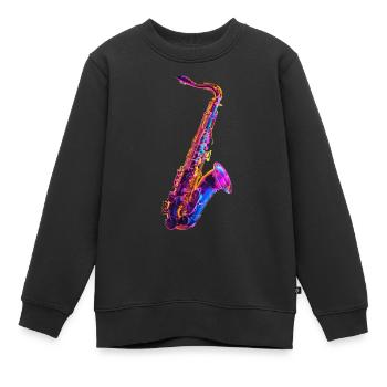 Saxophon - Kinder Premium Organic Sweatshirt - Schwarz - Vorne - AI Model Kid Female (0cm)