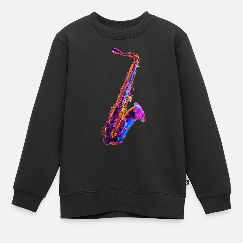 Saxophone - Sweat Premium enfant bio - noir