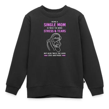Maman célibataire Maman célibataire Maman célibataire - Sweat Premium enfant bio - noir - Devant - AI Model Kid Female (0cm)