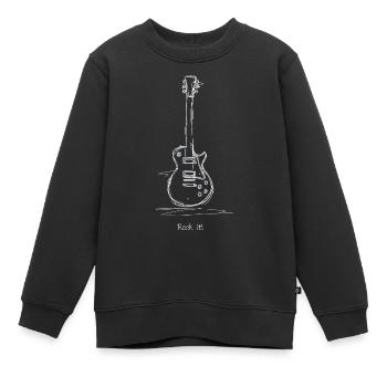 Motif du rock à la guitare craie - Sweat Premium enfant bio - noir - Devant - AI Model Kid Female (0cm)