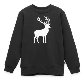 Deer silhouette white forest nature - Kids Premium Organic Sweatshirt - black - Front - AI Model Kid Female (0cm)