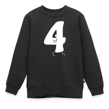 Funny Four : Minimal Numeral 4 | Quatrième - Sweat Premium enfant bio - noir - Devant - AI Model Kid Female (0cm)
