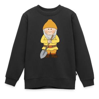 Zwerg mit Schaufel - Kinder Premium Organic Sweatshirt - Schwarz - Vorne - AI Model Kid Female (0cm)