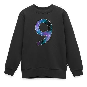 Anniversaire Neuf étoiles - Sweat Premium enfant bio - noir - Devant - AI Model Kid Female (0cm)