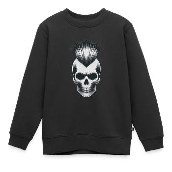 Crâne avec motif punk mohawk - Sweat Premium enfant bio - noir - Devant - AI Model Kid Female (0cm)