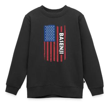 Chien Basenji Us drapeau - Sweat Premium enfant bio - noir - Devant - AI Model Kid Female (0cm)