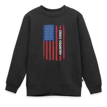 Rider Us Flag Cross Country - Kinder Premium Organic Sweatshirt - Schwarz - Vorne - AI Model Kid Female (0cm)