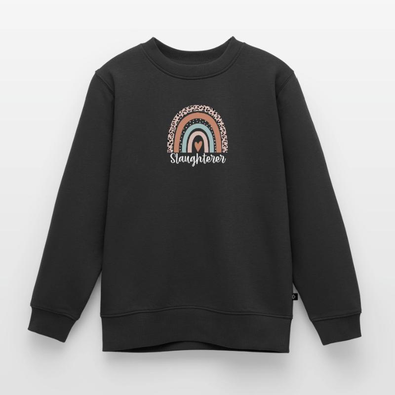 Slaughterer Rainbow Leopard Funny Slaughterer Kids Premium Organic Sweatshirt