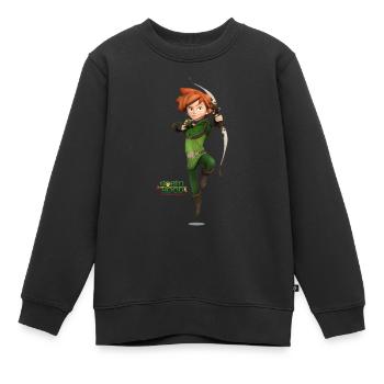 Robin Hood Schlitzohr von Sherwood Pose mit Bogen - Kinder Premium Organic Sweatshirt - Schwarz - Vorne - AI Model Kid Female (0cm)