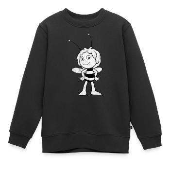 Biene Maja Schwarz Weiß Line Art - Kinder Premium Organic Sweatshirt - Schwarz - Vorne - AI Model Kid Female (0cm)