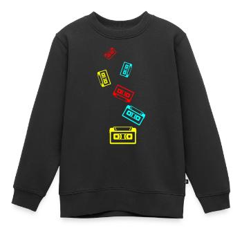 Kassette Symbol - Kinder Premium Organic Sweatshirt - Schwarz - Vorne - AI Model Kid Female (0cm)