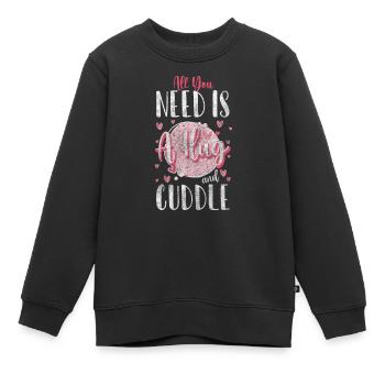 Relation, câlin, câlin, tendresse - Sweat Premium enfant bio - noir - Devant - AI Model Kid Female (0cm)