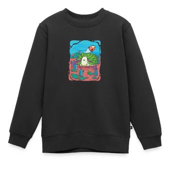 Blatt-Schaf-Schnecke besucht Unterwasserstadt - Kinder Premium Organic Sweatshirt - Schwarz - Vorne - AI Model Kid Female (0cm)