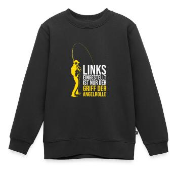 Links eingestellt ist nur der Griff der Angelrolle - Kinder Premium Organic Sweatshirt - Schwarz - Vorne - AI Model Kid Female (0cm)