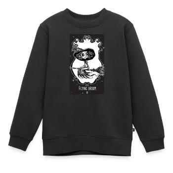 Fliegender Besen Orakelkarte - Kinder Premium Organic Sweatshirt - Schwarz - Vorne - AI Model Kid Female (0cm)