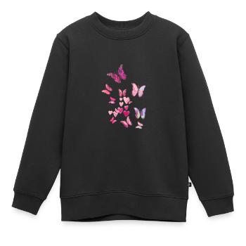 papillon, papillon, troupeau, mouches, - Sweat Premium enfant bio - noir - Devant - AI Model Kid Female (0cm)