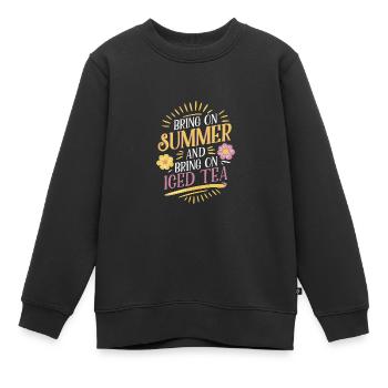 Der Sommer und die Eistee-Vibes - Kinder Premium Organic Sweatshirt - Schwarz - Vorne - AI Model Kid Female (0cm)