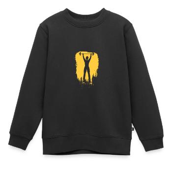 Bodybuilding - Gewichtheben - Fitness - Workout - Kinder Premium Organic Sweatshirt - Schwarz - Vorne - AI Model Kid Female (0cm)