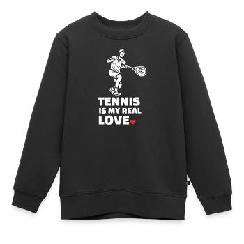 Ich Liebe Tennis - Kinder Premium Organic Sweatshirt - Schwarz - Vorne - AI Model Kid Female (0cm)