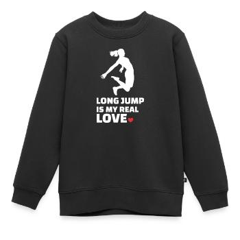 Ich Liebe Weitsprung - Kinder Premium Organic Sweatshirt - Schwarz - Vorne - AI Model Kid Female (0cm)
