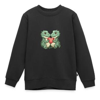 Alligator Paar Liebe - Kinder Premium Organic Sweatshirt - Schwarz - Vorne - AI Model Kid Female (0cm)