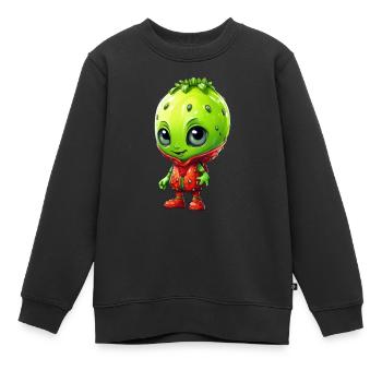 Kawaii Alien Strawberry: Extraterrestre mignon - Sweat Premium enfant bio - noir - Devant - AI Model Kid Female (0cm)