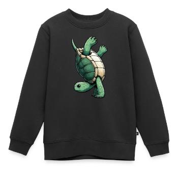 Sportliche Schildkröte Handstand Salto Turnen - Kinder Premium Organic Sweatshirt - Schwarz - Vorne - AI Model Kid Female (0cm)