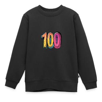 Symbole du chiffre 100 - Sweat Premium enfant bio - noir - Devant - AI Model Kid Female (0cm)