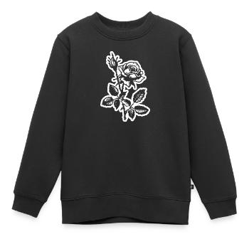 Rose Blume - Kinder Premium Organic Sweatshirt - Schwarz - Vorne - AI Model Kid Female (0cm)