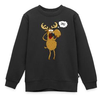 Erschrockener Elch - Kinder Premium Organic Sweatshirt - Schwarz - Vorne - AI Model Kid Female (0cm)