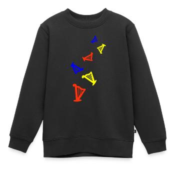 Instrument de harpe - Sweat Premium enfant bio - noir - Devant - AI Model Kid Female (0cm)