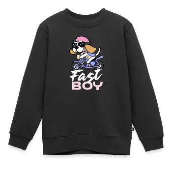 Fast Boy Beagle Dog Cadeau Rétro Fast Boy - Sweat Premium enfant bio - noir - Devant - AI Model Kid Female (0cm)