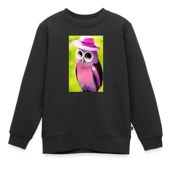 Eule mit Hut - Kinder Premium Organic Sweatshirt - Schwarz - Vorne - AI Model Kid Female (0cm)