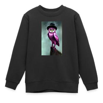 Hibou avec chapeau - Sweat Premium enfant bio - noir - Devant - AI Model Kid Female (0cm)